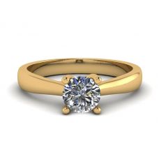 Crossing Prongs Ring with Round Diamond 18K Yellow Gold