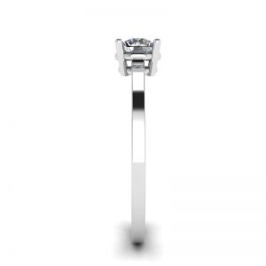 Round Diamond Solitaire Simple 18K White Gold Ring - Photo 2
