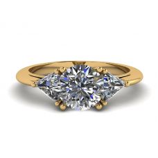 Three Diamond Ring in 18K Yellow Gold