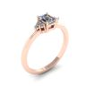 Emerald Cut Diamond Ring with Side Diamonds Rose Gold, Image 4