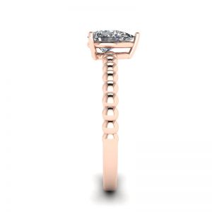 Beaded Band Pear Cut Engagement Ring Rose Gold - Photo 2