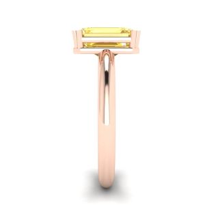 2 carat Emerald Cut Yellow Sapphire Ring Rose Gold - Photo 2