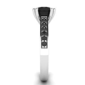 Round Black Diamond with Black Pave 18 White Gold Ring  - Photo 2