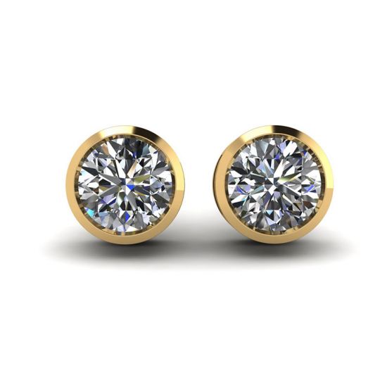 Round Diamond Studs Yellow Gold, Enlarge image 1
