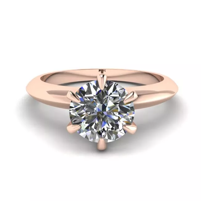 Round Diamond 6-prong engagement ring in Rose Gold