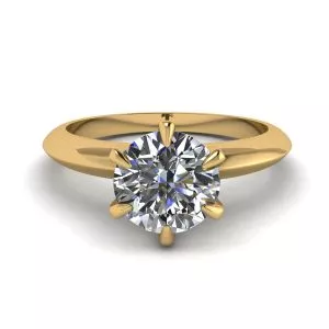 Round diamond 6-prong engagement ring in Yellow Gold