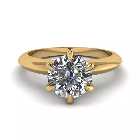 Round diamond 6-prong engagement ring in Yellow Gold, Enlarge image 1