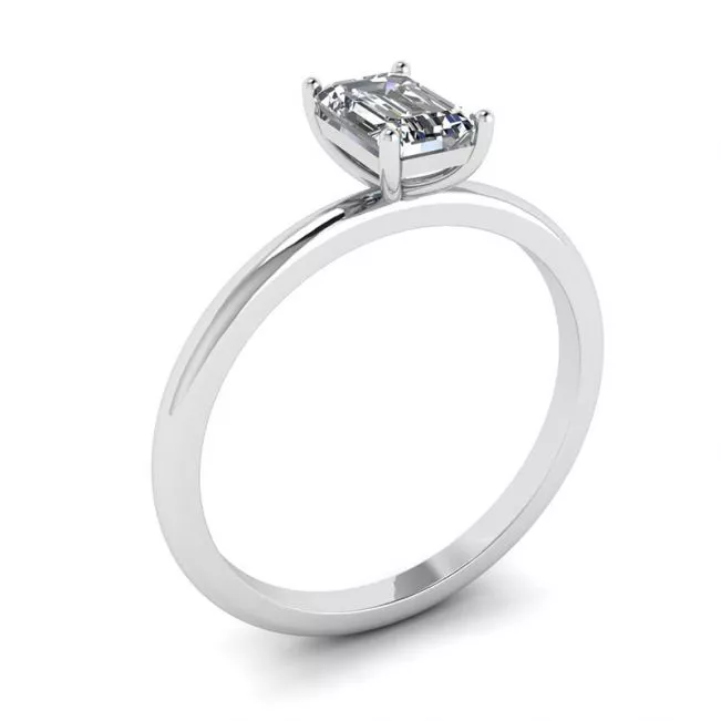 Emerald Cut Diamond Ring White Gold - Photo 3