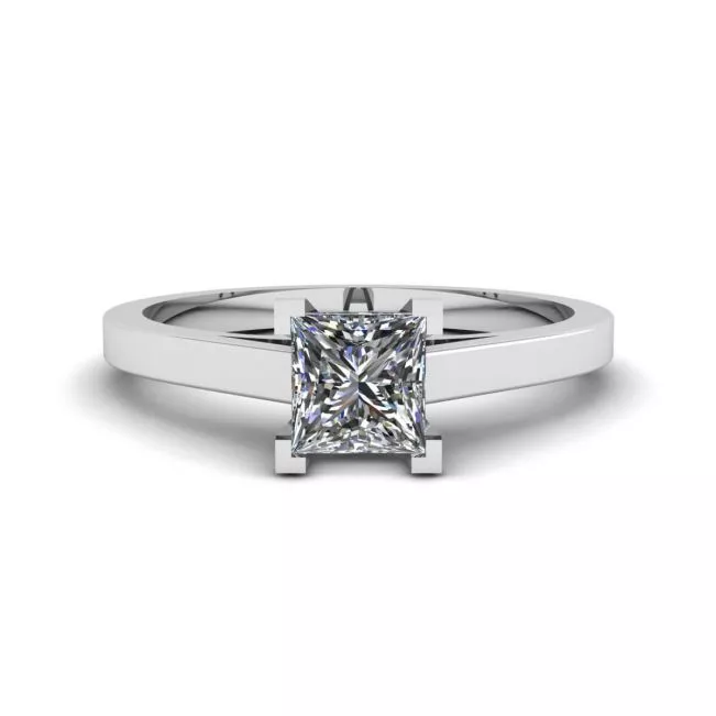 Princess Cut Diamond Ring in 18K White Gold