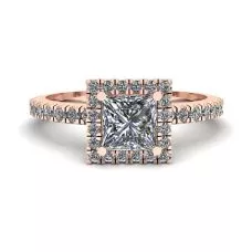 Princess-Cut Floating Halo Diamond Engagement Ring Rose Gold