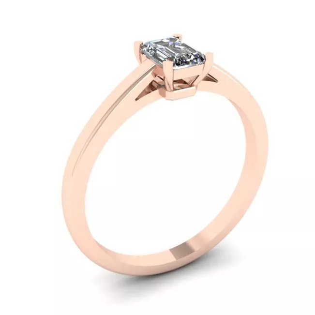 Classic Emerald Cut Diamond Solitaire Ring  Rose Gold - Photo 3