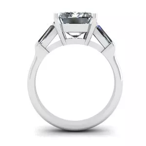 Three-Stone Emerald and Baguette Diamond Engagement Ring - Photo 1