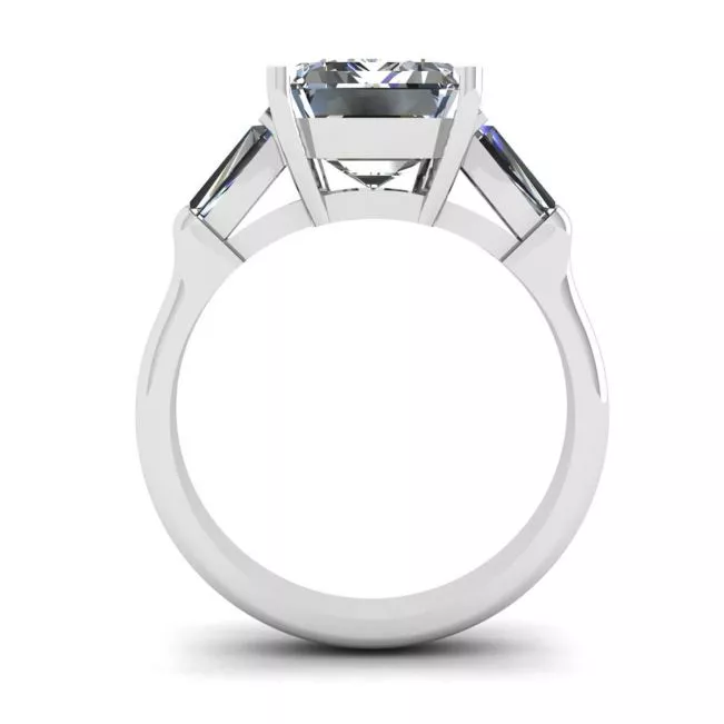 Three-Stone Emerald and Baguette Diamond Engagement Ring - Photo 1