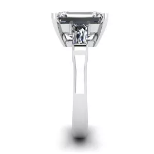 Three-Stone Emerald and Baguette Diamond Engagement Ring - Photo 2