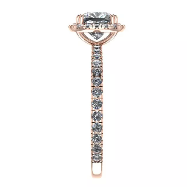 Cushion Diamond Halo Engagement Ring  Rose Gold - Photo 2