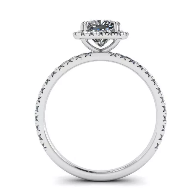 Cushion Diamond Halo Engagement Ring - Photo 1