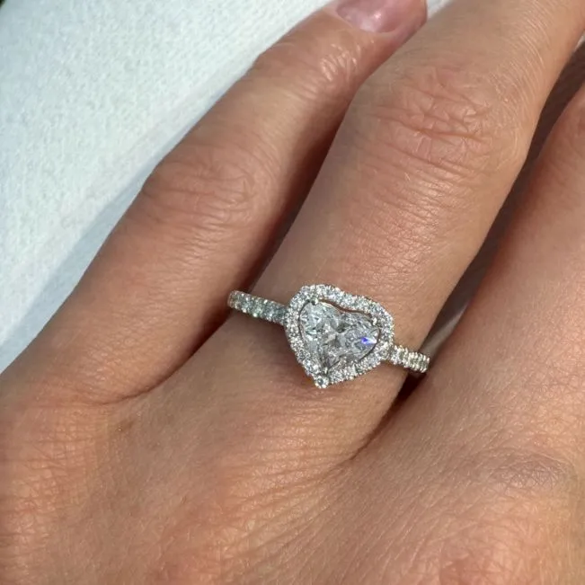 Heart Diamond Halo Engagement Ring Yellow Gold - Photo 4