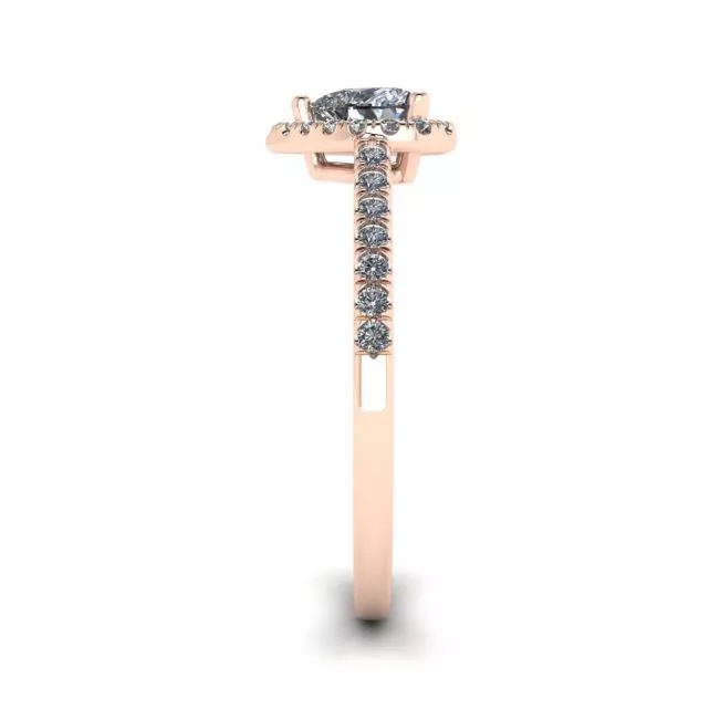 Heart Diamond Halo Engagement Ring Rose Gold - Photo 2
