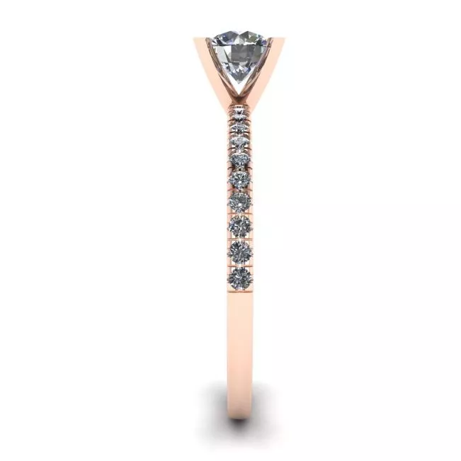 Classic Round Diamond Ring with thin side pave Rose Gold - Photo 2