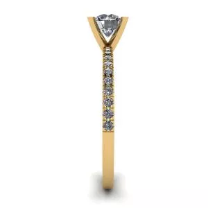 Classic Round Diamond Ring with thin side pave Yellow Gold - Photo 2