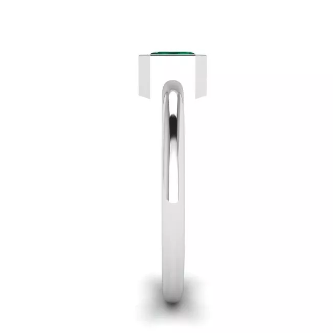 Stylish Square Emerald Ring in 18K White Gold - Photo 2