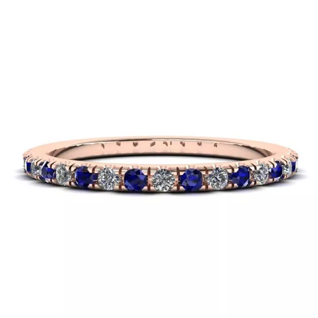 Riviera Pave Sapphire and Diamond Eternity Ring Rose Gold