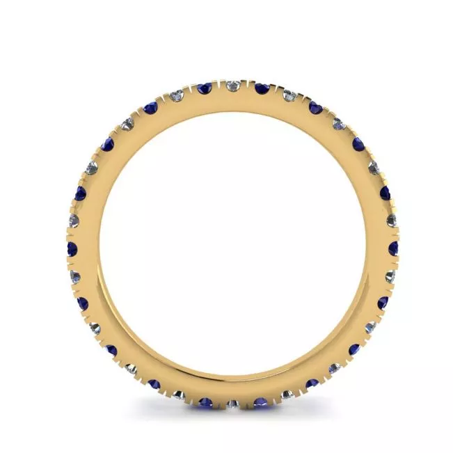 Riviera Pave Sapphire and Diamond Eternity Ring  Style Yellow Gold - Photo 1
