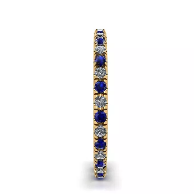 Riviera Pave Sapphire and Diamond Eternity Ring  Style Yellow Gold - Photo 2
