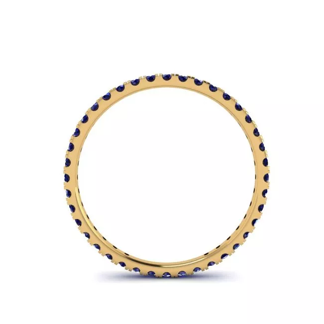 Riviera Pave Sapphire Eternity Ring Yellow Gold - Photo 1