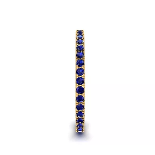 Riviera Pave Sapphire Eternity Ring Yellow Gold - Photo 2