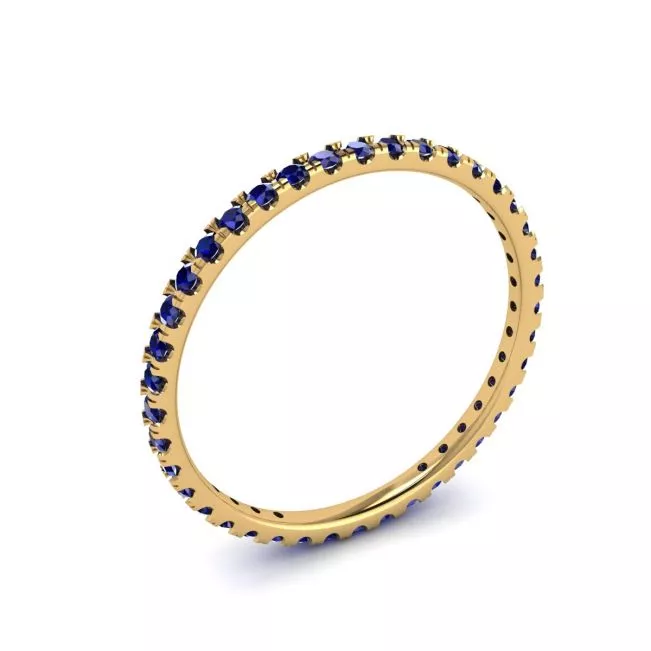 Riviera Pave Sapphire Eternity Ring Yellow Gold - Photo 3