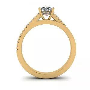 Asymmetrical Side Pave Engagement Ring Yellow Gold - Photo 1