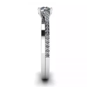 Asymmetrical Side Pave Engagement Ring White Gold - Photo 2