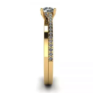 Asymmetrical Side Pave Engagement Ring Yellow Gold - Photo 2