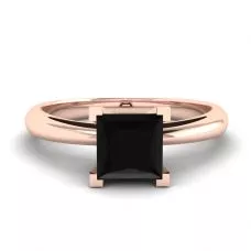 Square Black Diamond Ring Rose Gold
