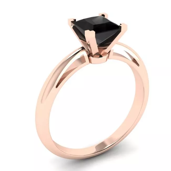 Square Black Diamond Ring Rose Gold - Photo 3