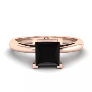 Square Black Diamond Ring Rose Gold