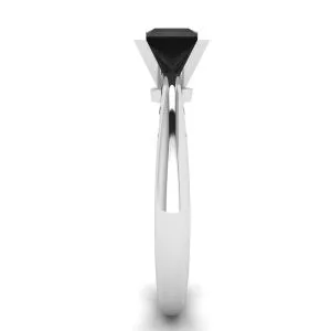 1 Carat Black Diamond Solitaire Ring White Gold - Photo 2