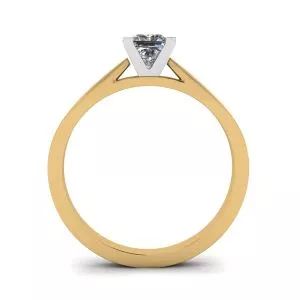 Futuristic Style Princess Cut Diamond Ring in Yellow Gold - Photo 1