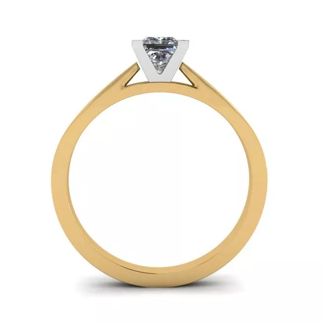Futuristic Style Princess Cut Diamond Ring in Yellow Gold - Photo 1