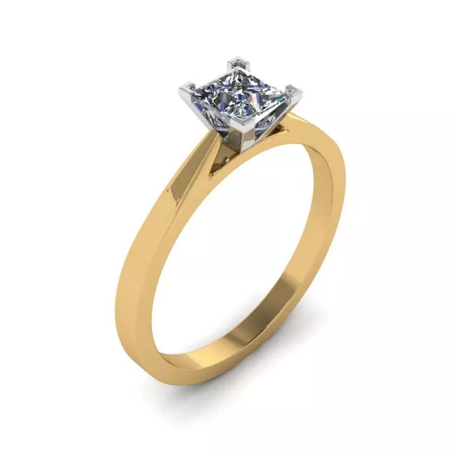 Futuristic Style Princess Cut Diamond Ring in Yellow Gold - Photo 3