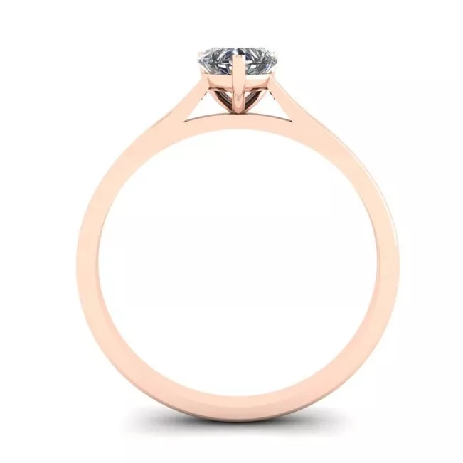 Simple Flat Ring with Heart Diamond Rose Gold - Photo 1