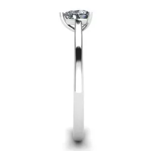 Simple Flat Ring with Heart Diamond  White Gold - Photo 2
