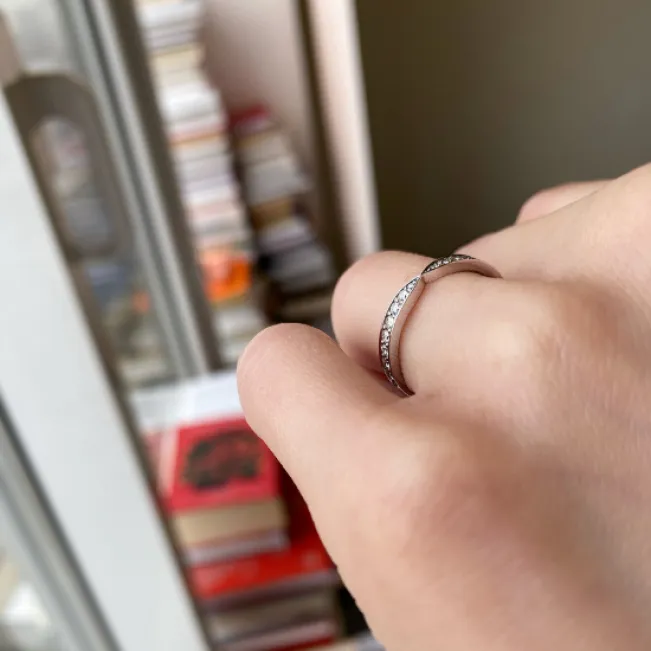 Bow-Style Pave Ring with Round Diamond  - Photo 4