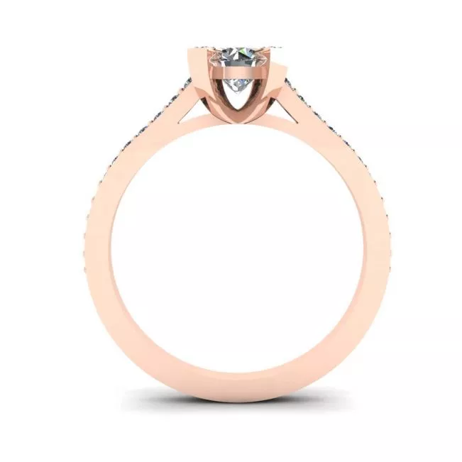 Designer Ring with Round Diamond and Pave Rose Gold - Photo 1