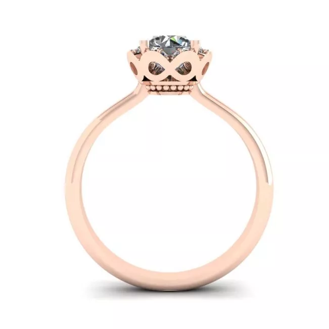 Lace Flower Cushion Diamond Ring Rose Gold - Photo 1