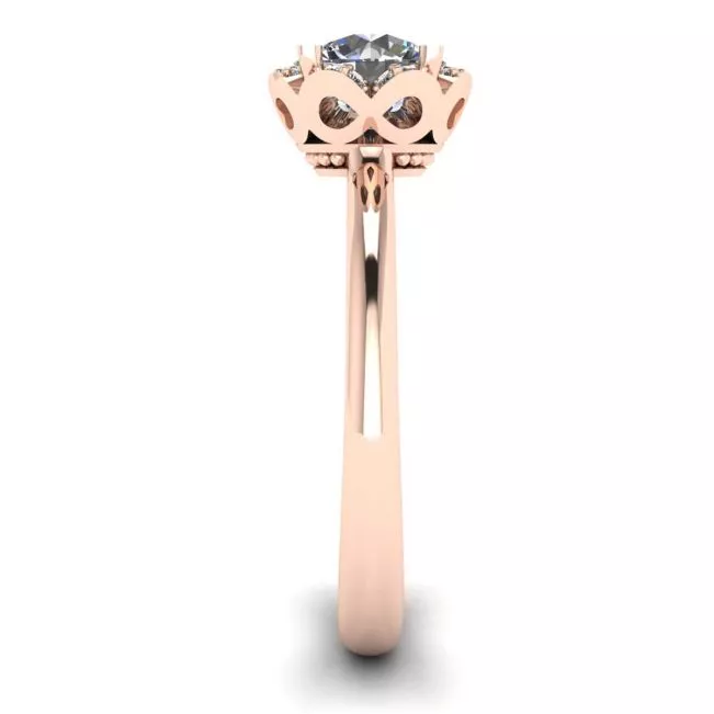 Lace Flower Cushion Diamond Ring Rose Gold - Photo 2