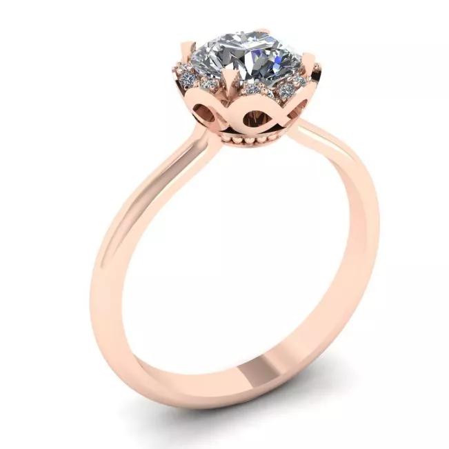 Lace Flower Cushion Diamond Ring Rose Gold - Photo 3