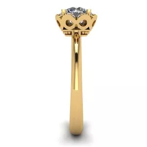Lace Flower Cushion Diamond Ring Yellow Gold - Photo 2