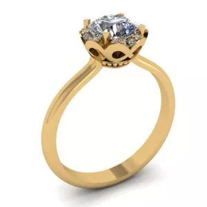 Lace Flower Cushion Diamond Ring Yellow Gold - Photo 3